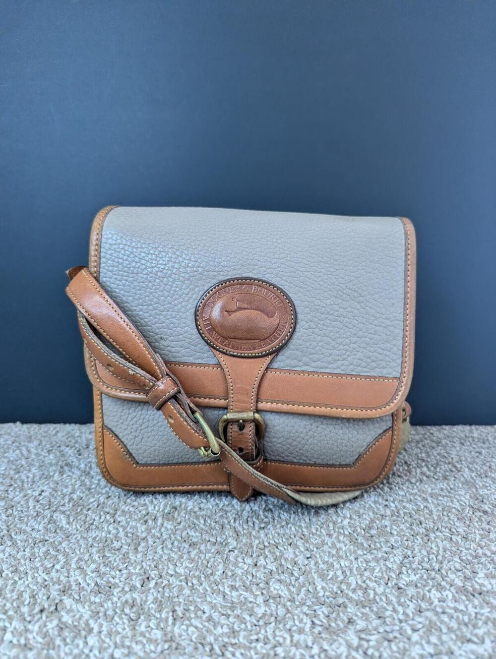 Dooney and Bourke Vintage All Weather Leather Crossbody Bag Surrey Taupe and Tan